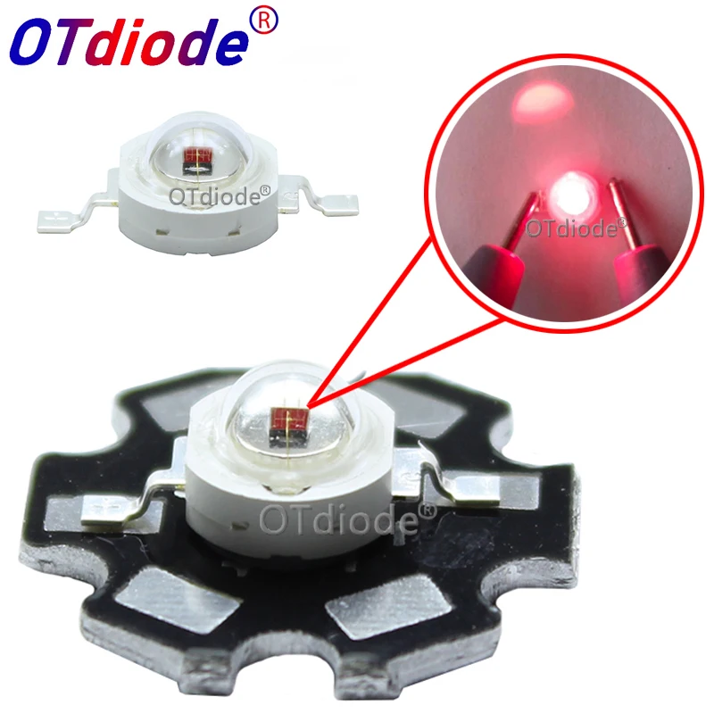 10-100PCS 730nm 740NM 3W High Power LED Lamp IR Far Red LED Far Infrared LED 3W 720NM IR LED Diode Emitter Light For Project DIY