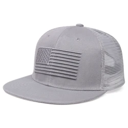 American flag Men's Basketball Caps cotton Hip Hop cap snapback cap Adjustable flat brim hat Summer breathable mesh sun hat