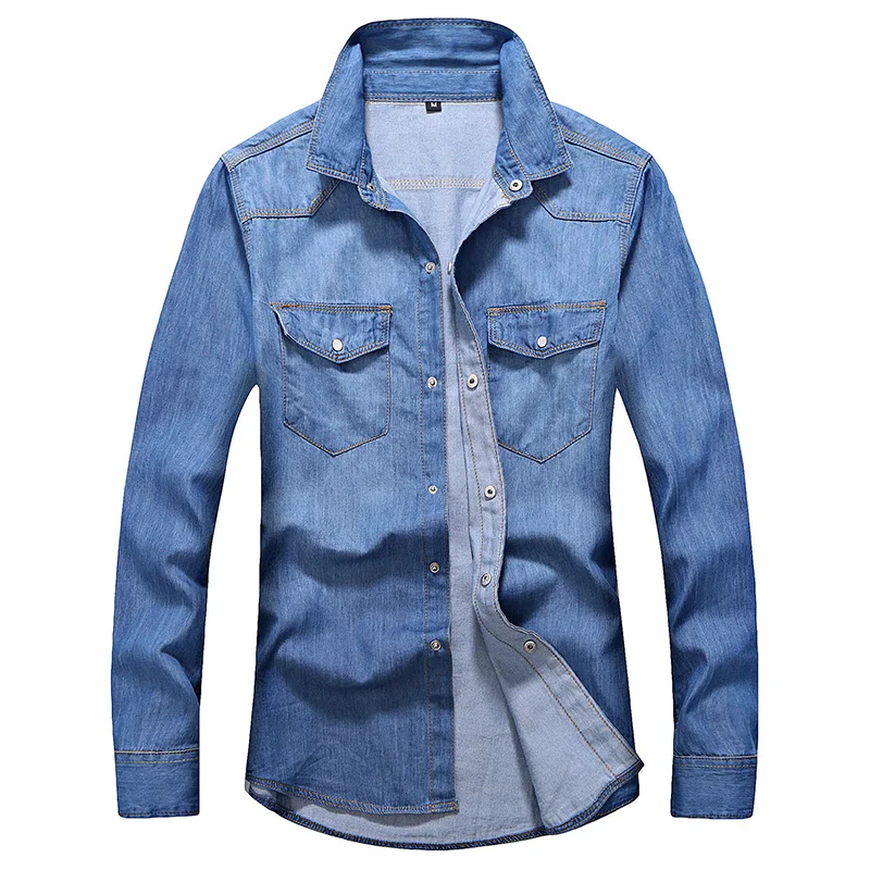 Charme de Lavagem de Manga Longa Masculina Camisas Jeans, Jeans Wear, Jaqueta, Cowboy Wear, Primavera e Outono, Frete Grátis, 2023