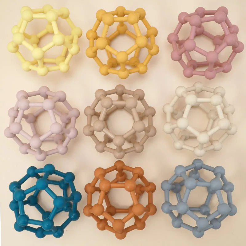100% Food Safe Approve Silicone Newborn Accessories Fashionble Infant Catch The Ball Teether Toys Portable Fidget Toy Baby Stuff