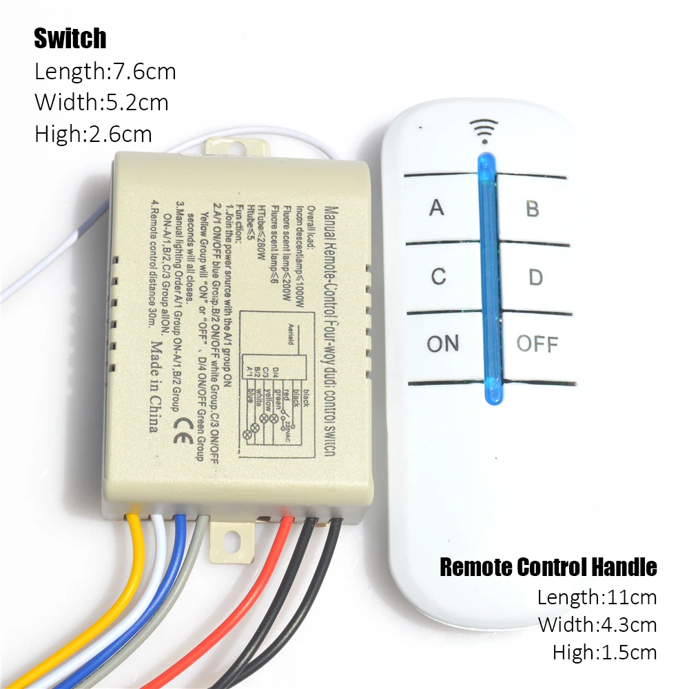 220V Wireless ON/OFF Lamp Light Digital Remote Control Switch Receiver Transmitter 1 Channel 2 Channel 3 Channel 4 Channel