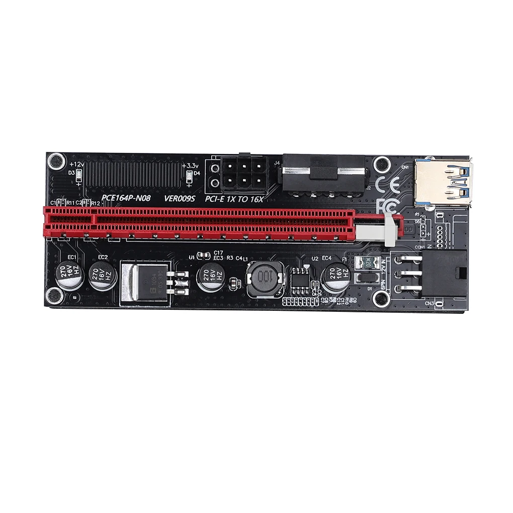 

PCI-E Riser Board 1X to 16X GPU Extender Riser Card PCI-E USB 3.0 GPU Adapter with 6pin Interface, Blue