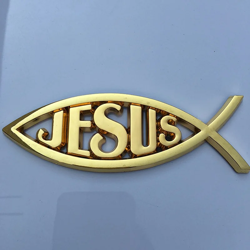 Car Universal Jesus Christian Fish Symbol 3D Logo Decal Badge Sticker Truck Decorative Styling Accessories for Auto Household