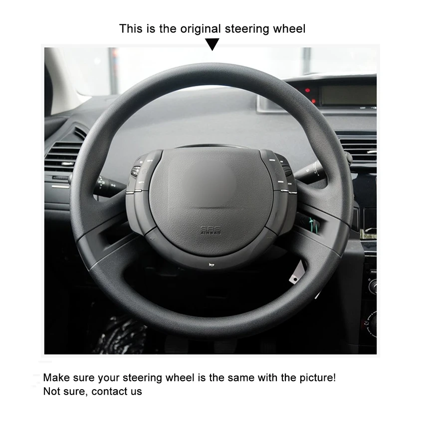 Hand-stitched Black Leather Custom Car Steering Wheel Cover for Citroen C4 Picasso 2007 2008 2009 2010 2011 2012 2013