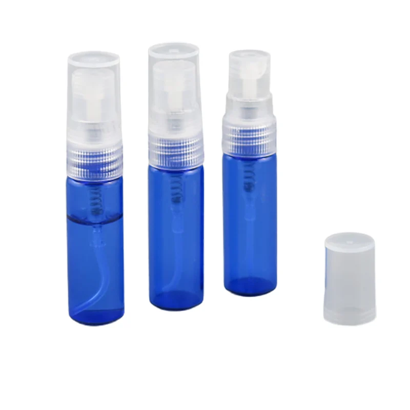 100 X 4ml Refillable Blue Glass Mist Finger Sprayer Bottle 4cc Fragrance Containers Packaging Parfum Vials