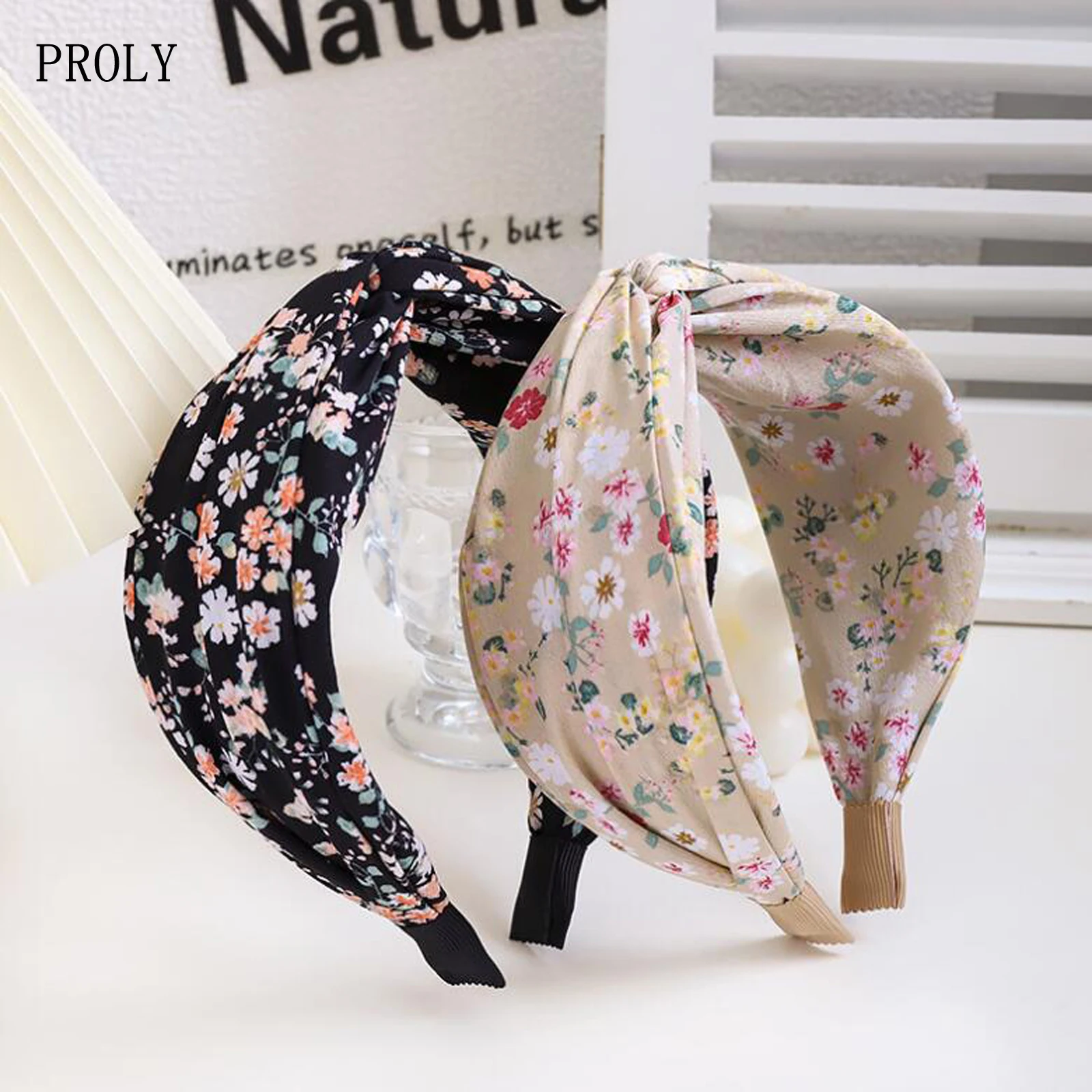 PROLY New Fashion Women Headband Wide Side Cross Knot Flower Hairband Fresh Color Bohemia Turban Hair Accessories