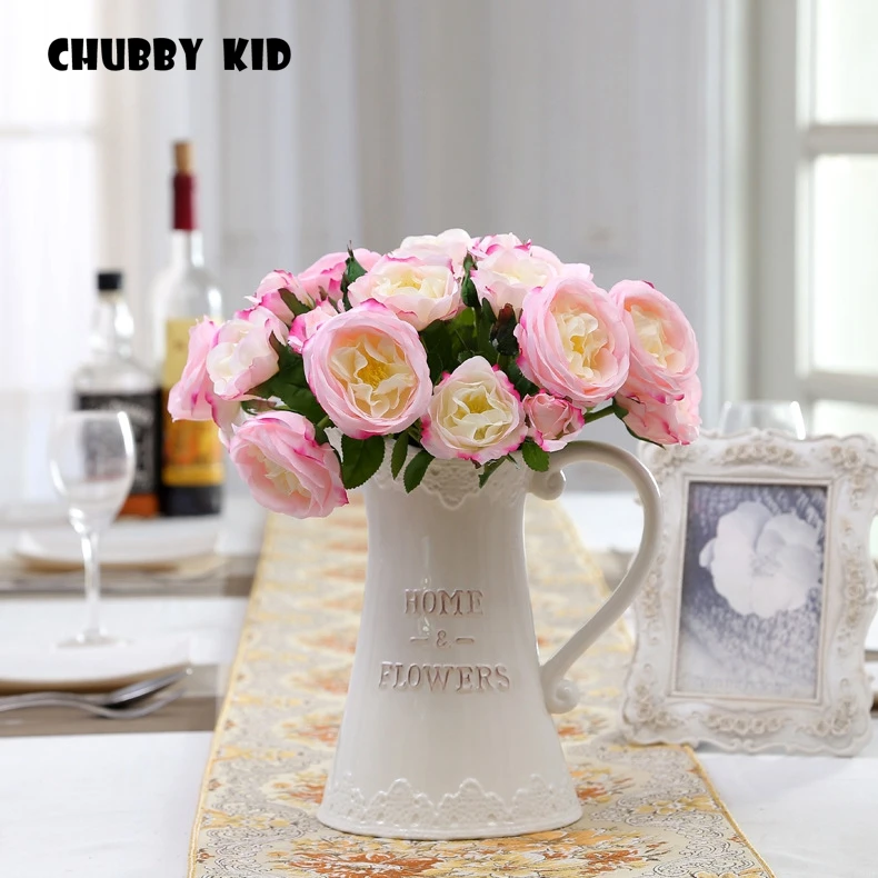 

10 bouquets! wholeasale high quality artificial tea rose bouquet fake camellia flower bouquet silk rose table flower decoration