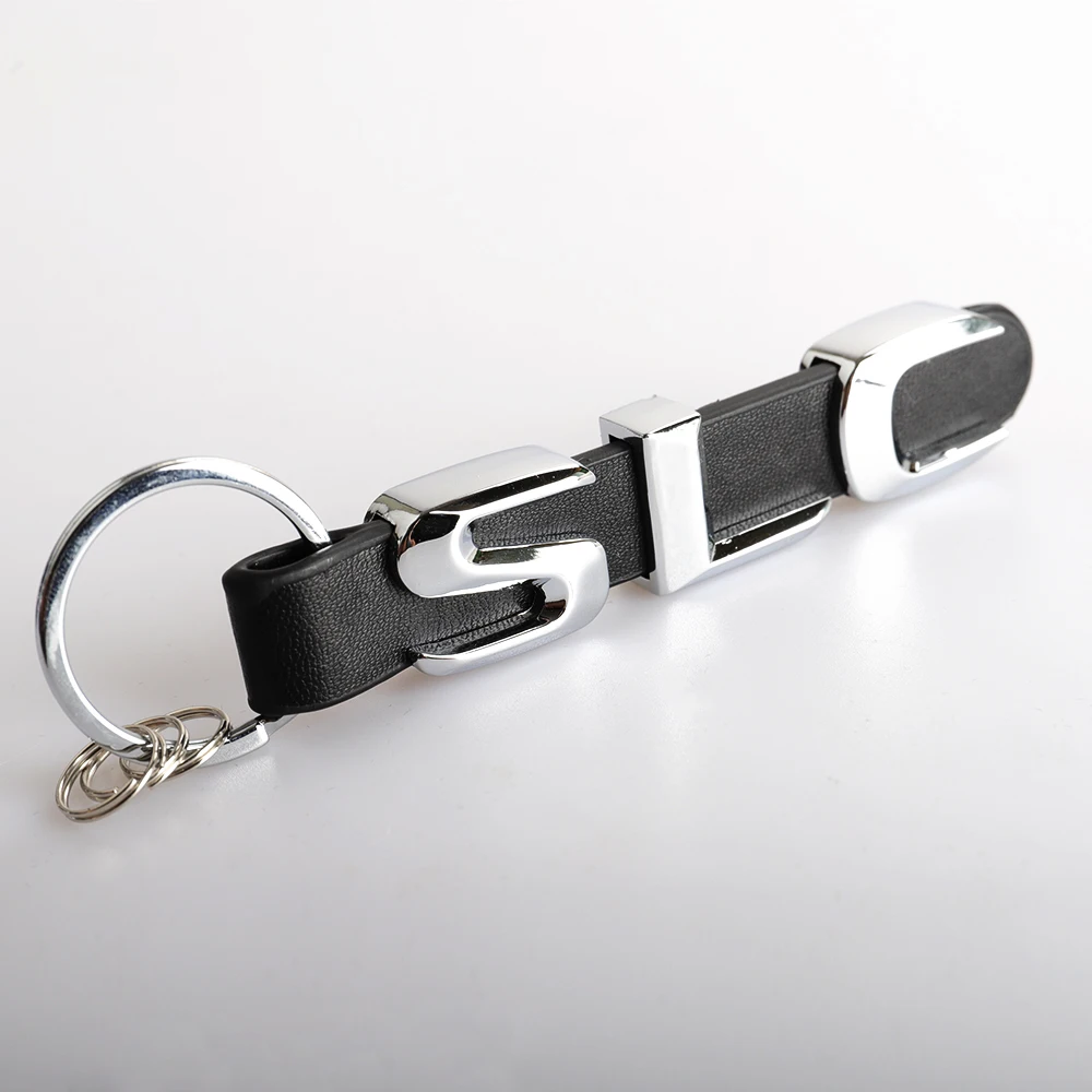 Car Keychain Letter keychain For Mercedes Benz SLK GLK CLS GLC GLA 3D Metal Leather Strap Key Ring