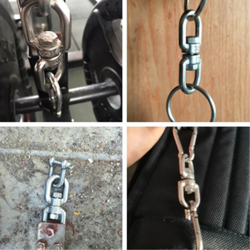 5PCS 304 Stainless Steel Swivel Hooks Tools Carabiner Equipment 4/5/6/8/10mm Double Eye Liftting Swivel Ring Chains Sling Parts