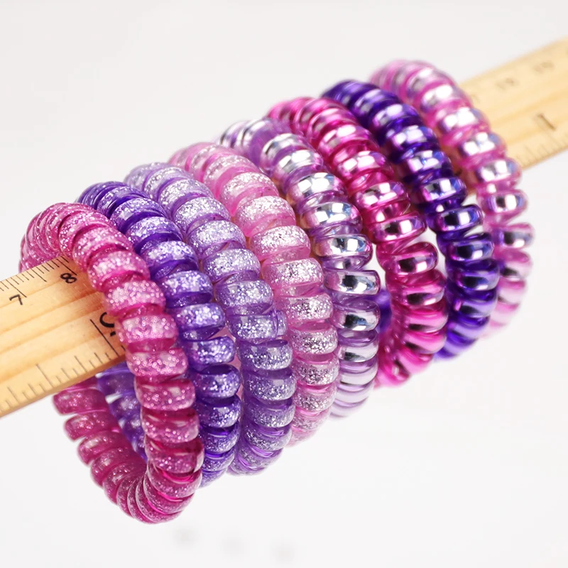 4pcs/Set Hair Ring Grape Colour For Girls Women Telephone Cord Elastic Ponytail Holders Headwear New Fashion Accessories Tie Gum