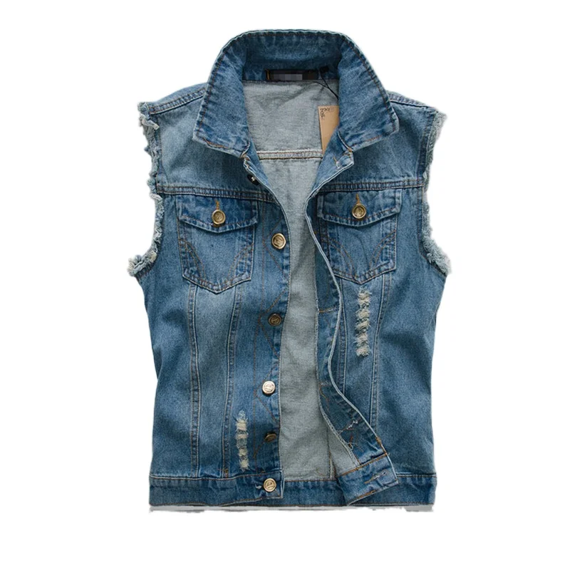 New 2022 Mens Sleeveless Jeans Jacket Men Oversize 6XL Blue Black Denim Jeans Vest Men Cowboy Denim Vest Mens Jeans Waistcoat