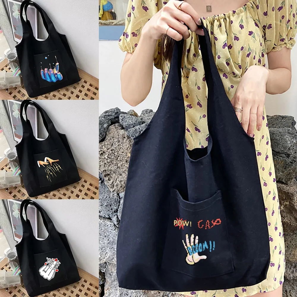 

Women's Shopping Bags Shoulder Shopper Vest Bag Cotton Cloth Canvas Grocery Eco Handbags Commuter Hand Series Tote Bag