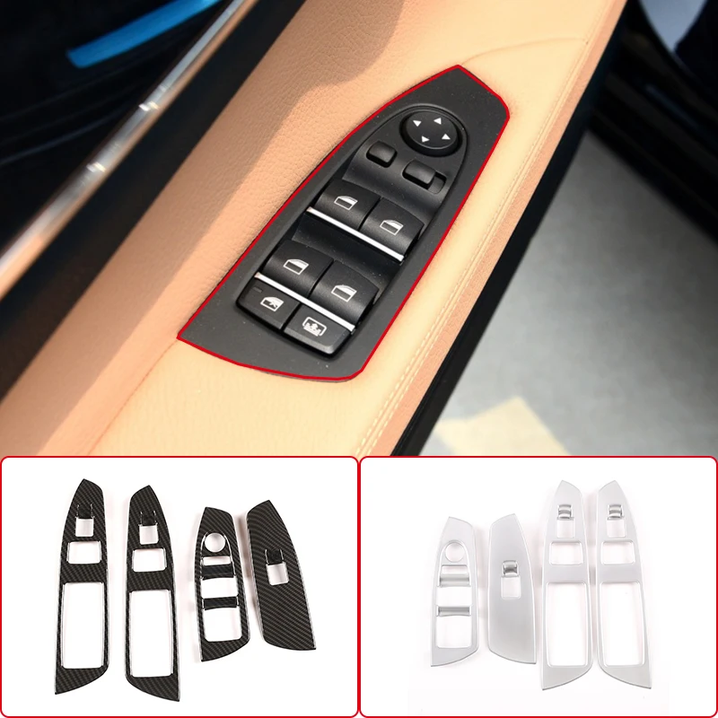 

ABS Carbon Fiber Car Window Glass Lifting Buttons Panel Frame Cover Trim Accessories For BMW 7 Series F01 F02 F03 F04 2009-2014