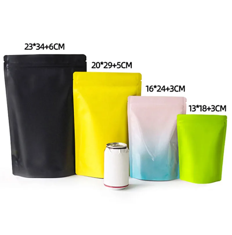 Big Sizes Matte Stand Up Pouches Smell Proof Bags Zip Lock Plastic Bags Doypack Coffee Food Powder Storage Ziplock Bags 50pcs