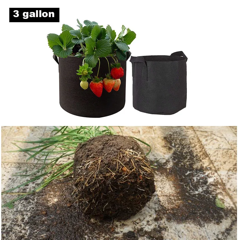 

Black Color Fabric Grow Bag Felt Plant Bags Planter Growing Container with Handle Vegetable Potato Flower Pot 3 Gallon 25x22cm