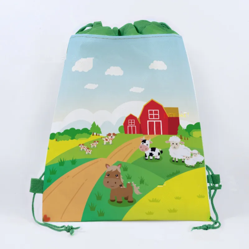 

Farm Drawstring bag for Boys Girls Travel Storage Package Cartoon School Backpacks Children Birthday Party Favors Animal bag