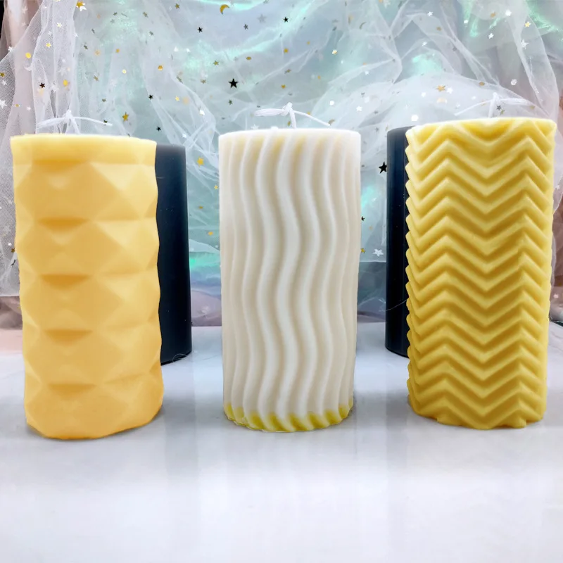 Non Stick Silicone Regular Pattern Candle Mold Wave Cuboid DIY Soap 3D Round stereoscopic Decorating Plaster Making Tools