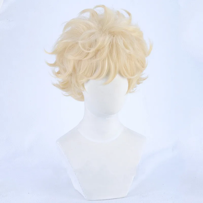 Anime Sugar Sugar Rune Vanilla Mieux Aisu Vanilla Light Golden Short Curly Anime Cosplay Wig Heat Resistant Hair Wigs + Wig Cap