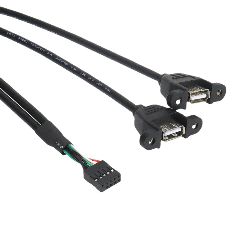 Cable USB Dupont 2,54 9P 5P para ordenador, Puerto hembra Dual, con Terminal de Cable de datos para el oído