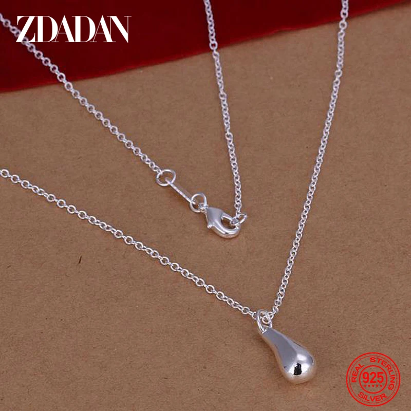Women's 925 Silver Water Drop Necklace, Earring & Cuff Bracelet Ring Set