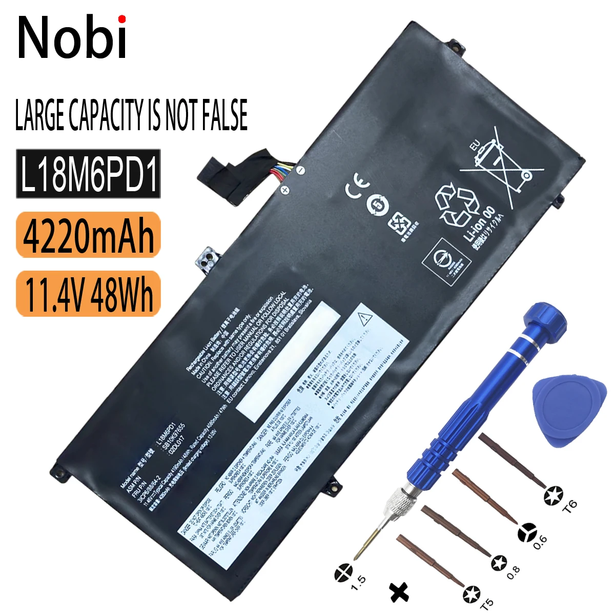 Nobi 48Wh L18M6PD2แบตเตอรี่แล็ปท็อปสำหรับ Lenovo Thinkpad X390 X395 TP00106A/B/C L18C6PD2 L18M6PD1 02DL017/18/19/20 SB10K97656series