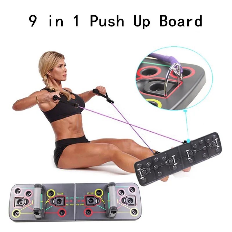 9 in 1 Push Up Board with Instruction Print Body Building Fitness Exercise Tools Men Women Push-up Stands For GYM Body Training