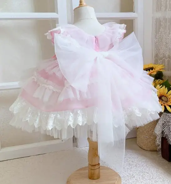 Baby girl summer vintage Spanish England lolita ball gown dress kids mesh stitching princess dress