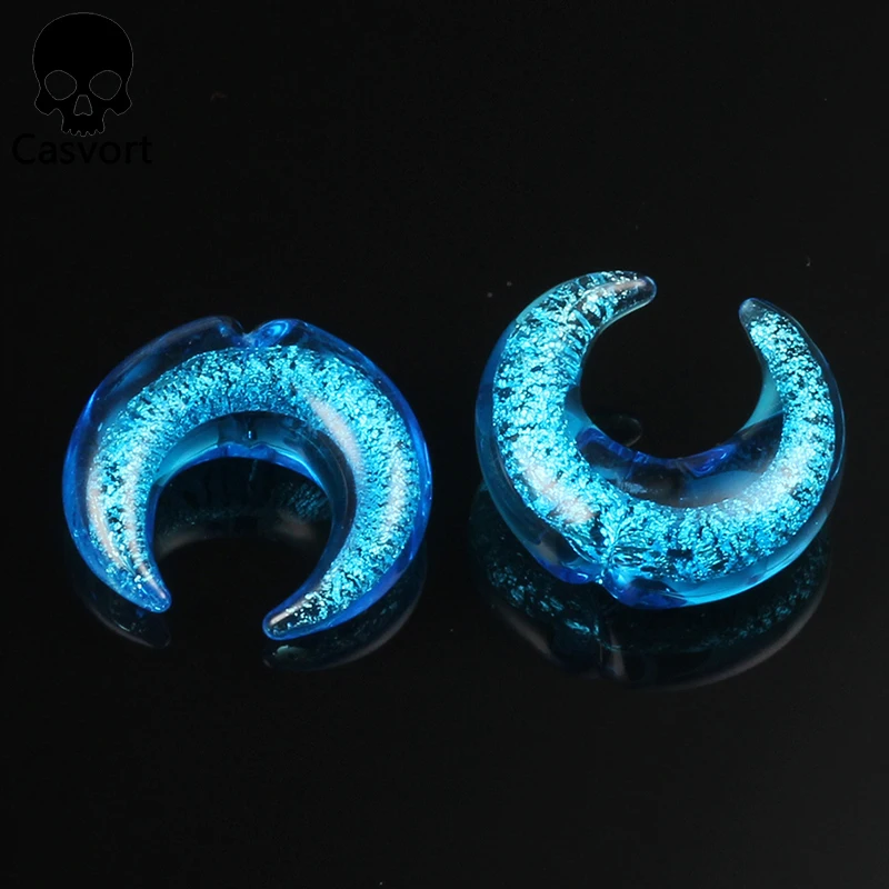 Casvort 2PCS Colorful Crescent Piercing Ear Plugs Expanders Earring Strechers Fashion Gift For Unisex Jewelry Body Sell By Pair