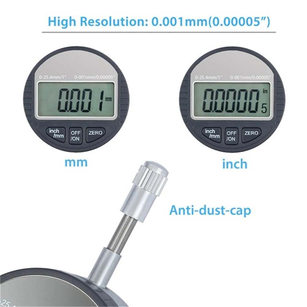 Digital Dial Indicator 0.001mm  0-12.7mm/1inch 0.001mm Electronic Micrometer 0.00005\