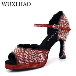 WUXIJIAO New Red and Glod Flash Bushasha Soft Dance Shoes Latin Bottoms Kizomba Tango Ballroom Dance Shoes