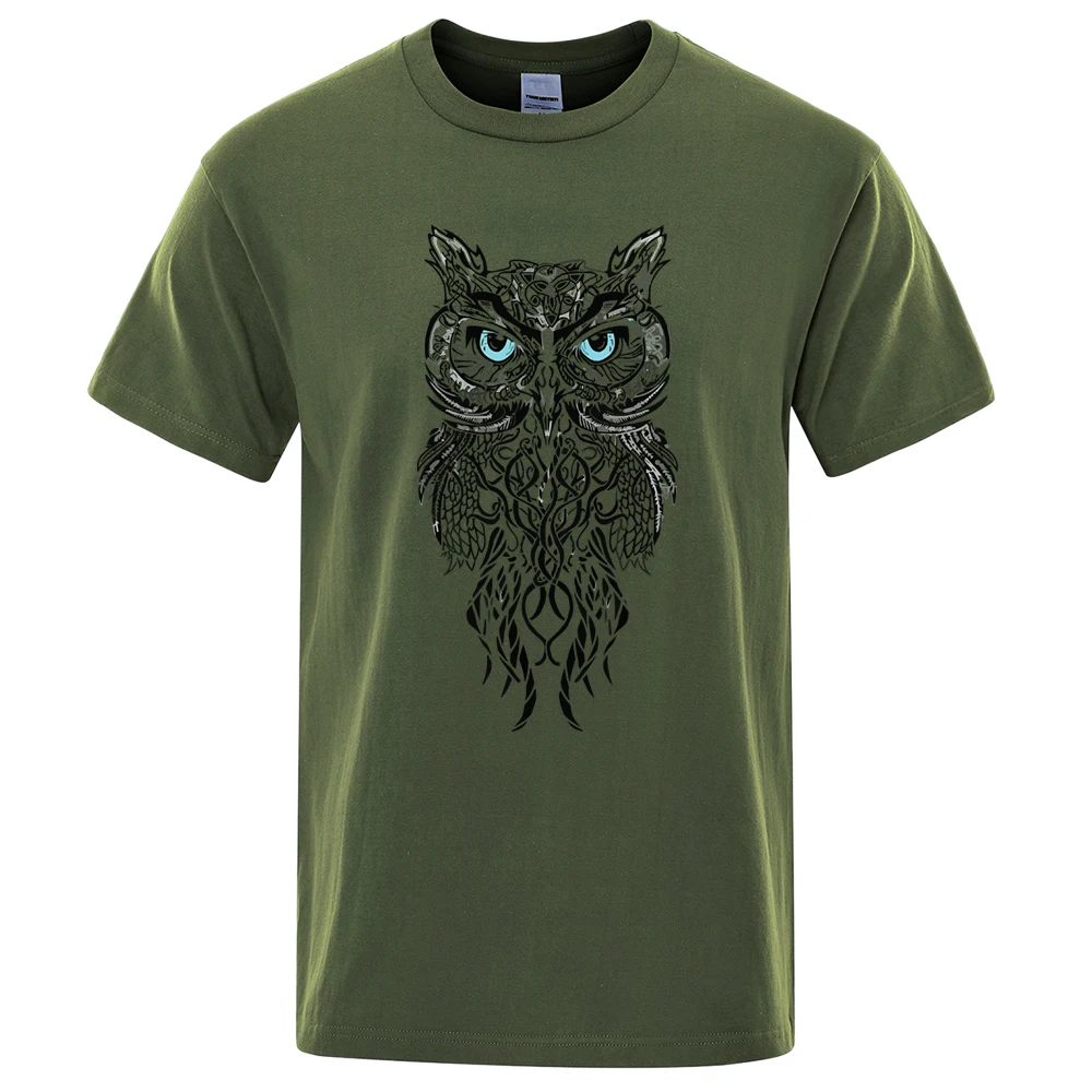 New Men Tshirt Stylish Owl Pattern Printing Casual Short Sleeves Round Collar Brand men\'s Sport T-shirt Hip Hop Male Tops Tee