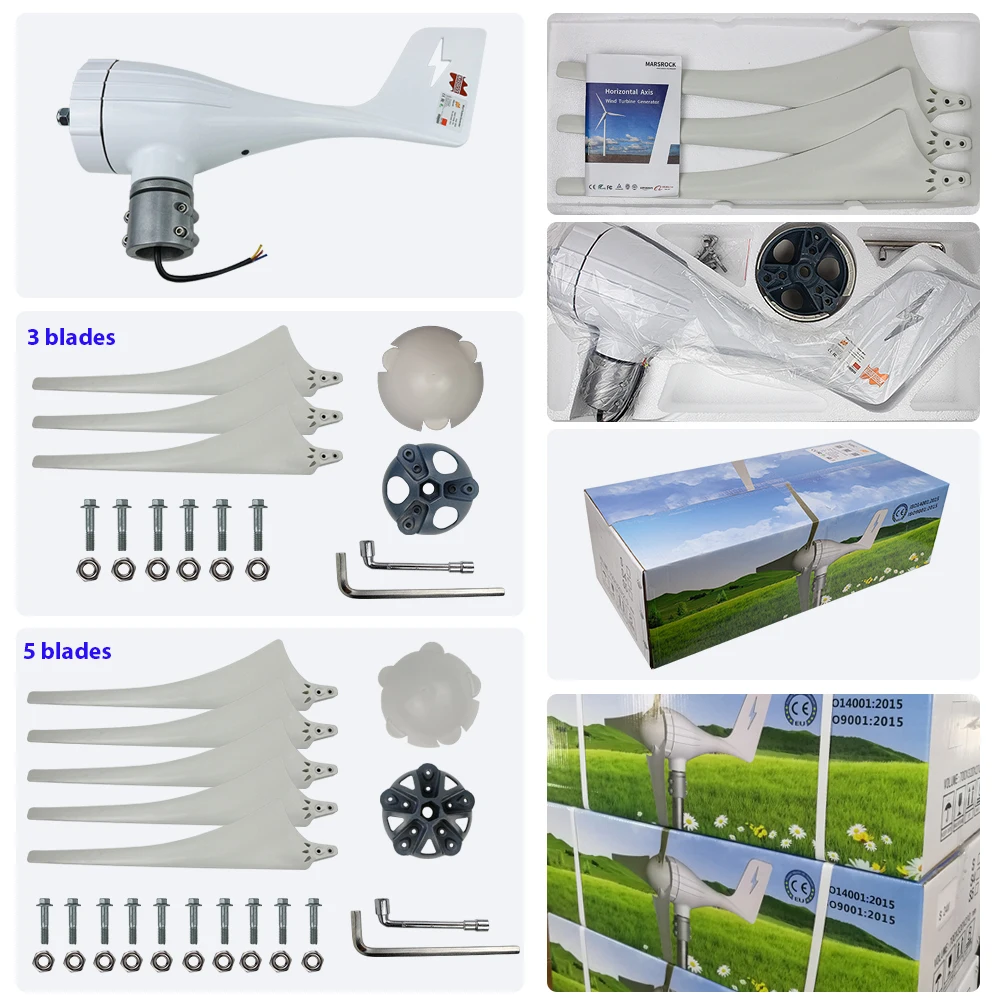 High Efficient 600W Wind Turbine Generator 12V 24V Home Small Windmill With LED Indicate Light Free MPPT Charge Controller