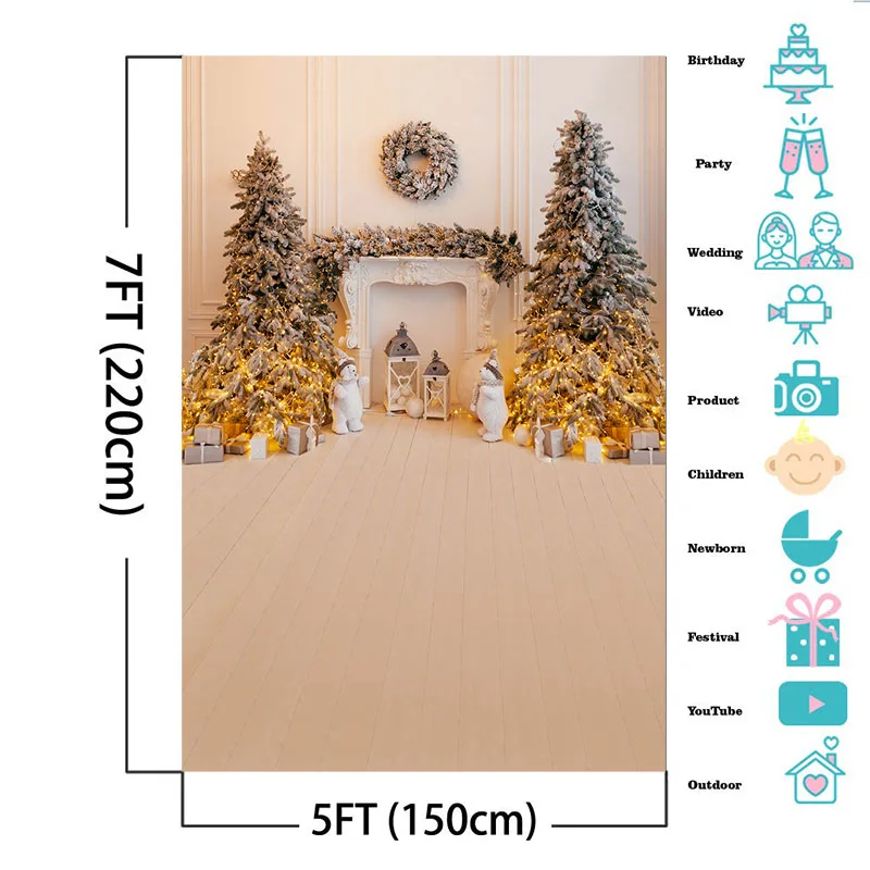 Mocsicka fotografia świąteczna tło kominek choinka wiatr lampiony dekoracyjne Baby Shower tło do zdjęć Studio