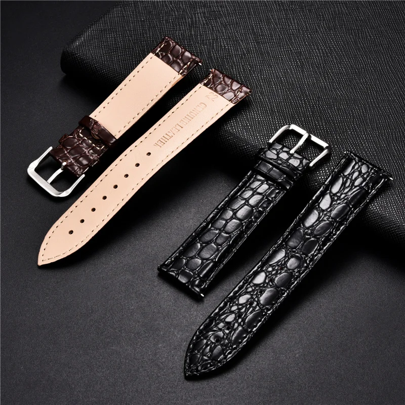 Crocodile Skin Design Calfskin Strap Stone Pattern Leather Watchbands Replacement Business Straps 16 18 20 22 24mm Watch Band