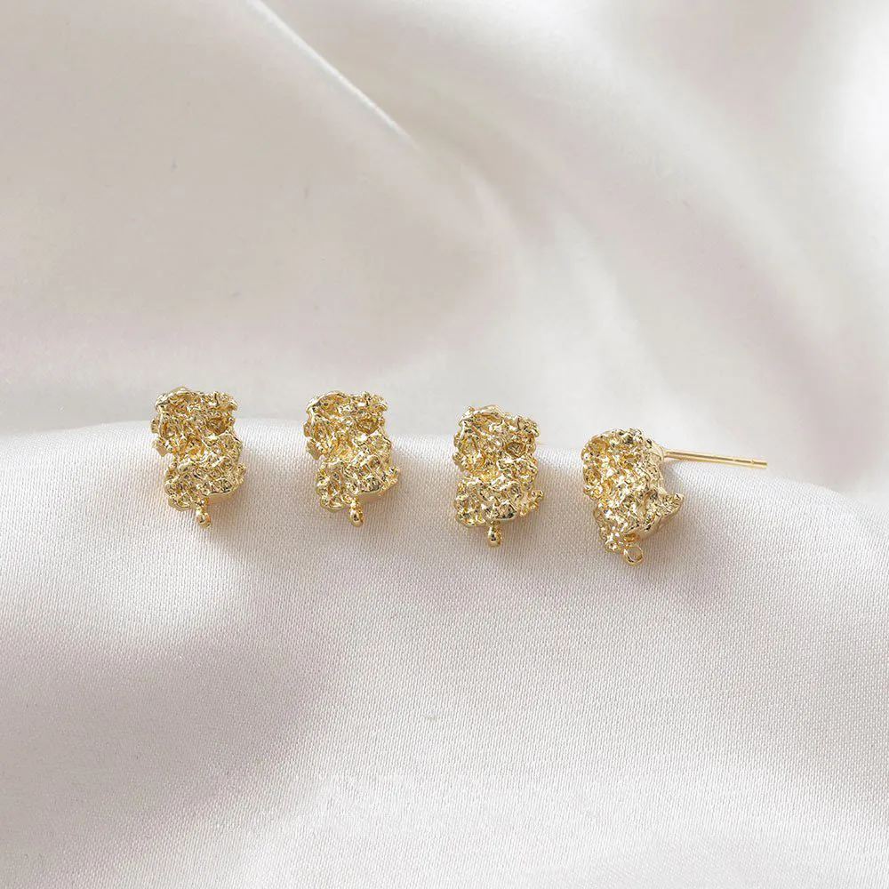 4pcs 14k Gold Plated Special Ear Studs Charms for Jewelry Making Supplies 925 Silver Needle DIY Earrings Copper Accessories