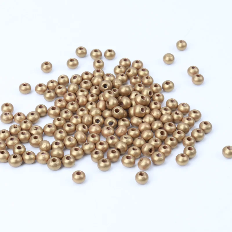 6mm 8mm 10mm 12mm Gold Silver Color Natural Wooden Round Ball Spacer Beads For Jewelry Making DIY 2019 New MT0224X