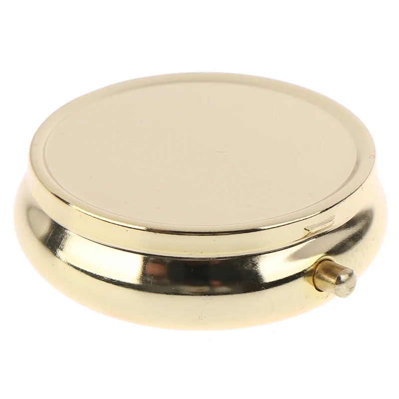 1PCS Gold Metal Round Pill boxes Medicine Organizer Container Medicine Case Pill Candy Box