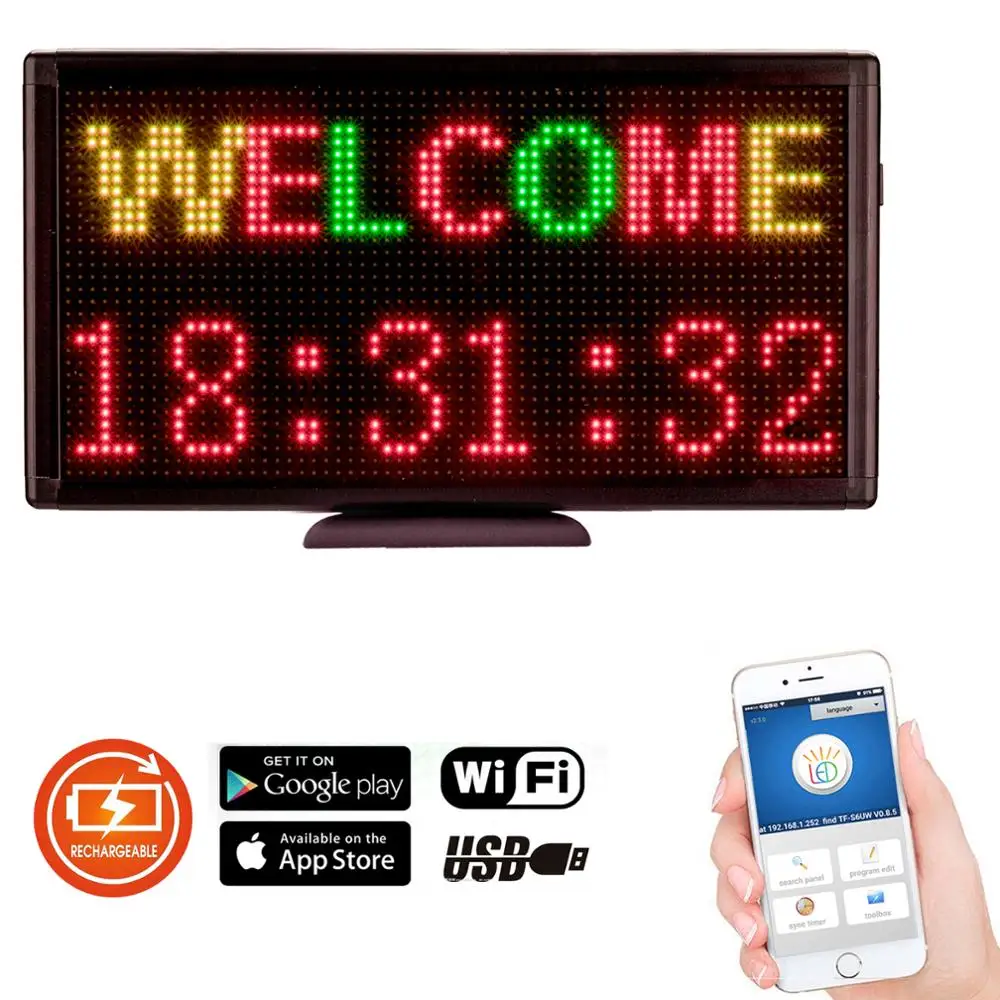 Imagem -03 - Placa de Mensagem Led Programável para Áreas Internas P4.75 Rgy Cores Duas Linhas para Publicidade