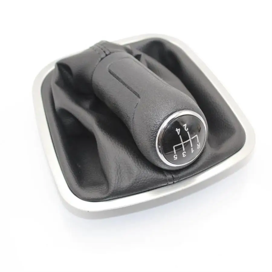 5 Speed Car Shift Gear Knob With Chrome PU Leather Boot For VW Polo 6R Polo Sedan 2010 2011 2012 2013 2014 2015 2016 2017