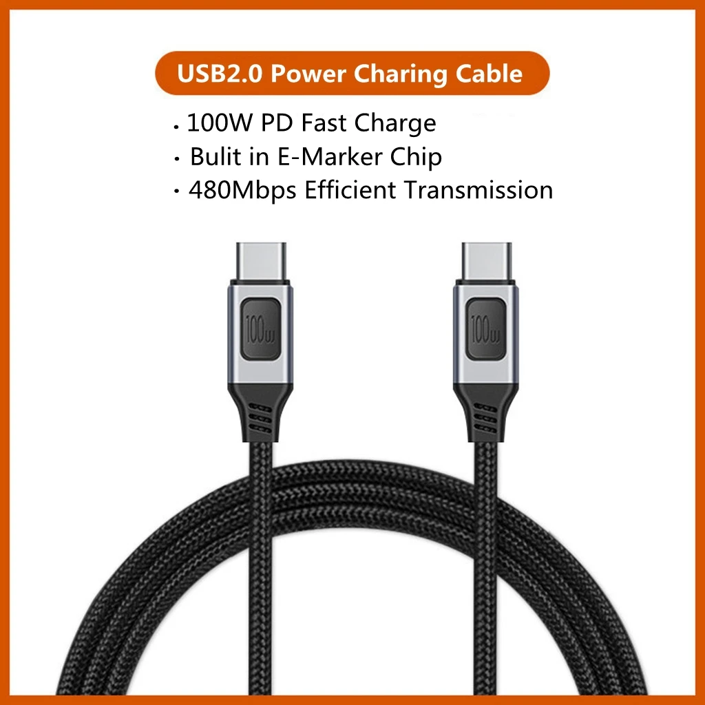 100W USB C To USB Type C Cable USBC PD Fast Charger Cord USB-C Type-c Cable For Huawei P40 Mate 30 Xiaomi Redmi Macbook iPad