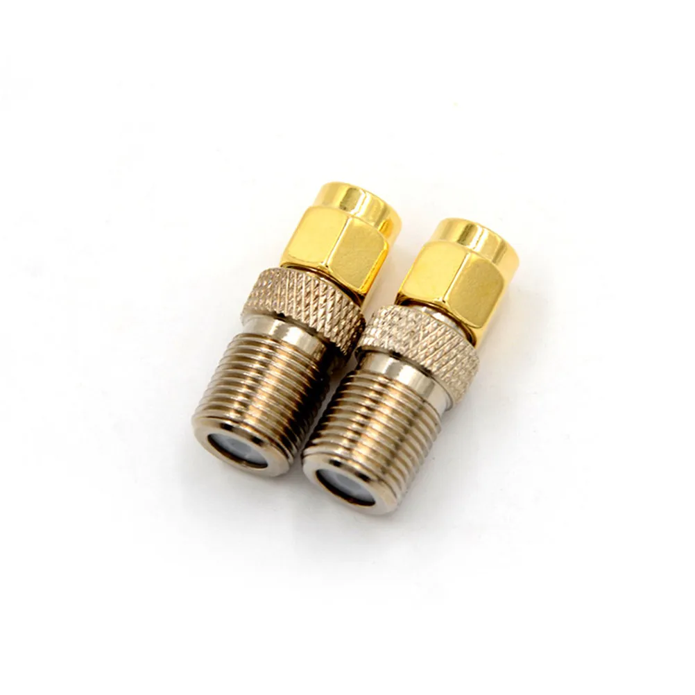 1PC F Type Female Jack to SMA Male Plug Straight RF Coaxial Adapter F connector to SMA Convertor gold Tone High Quality