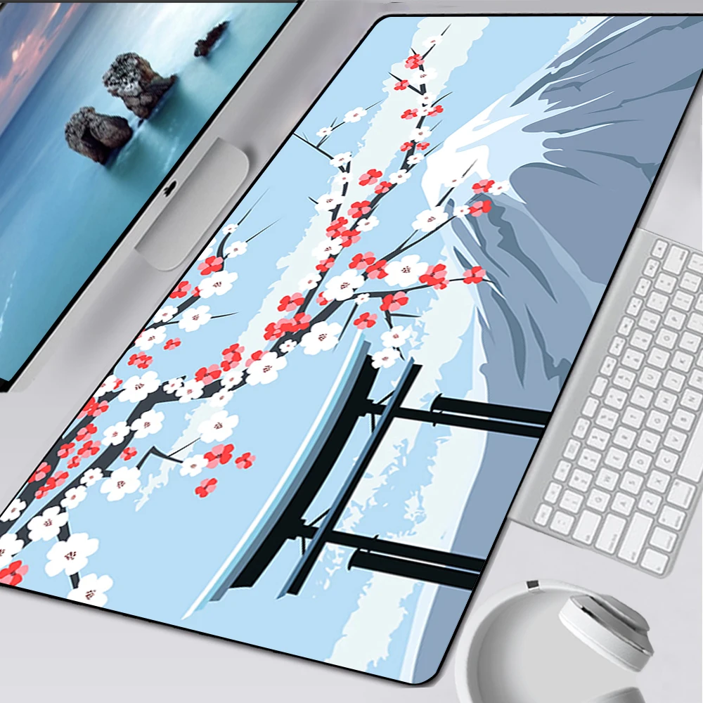 Large Gaming Mouse Pad Computer Mousepad PC Gamer Mouse Mat Japanese pink cherry blossom style Mausepad Keyboard Mat Desk Pad