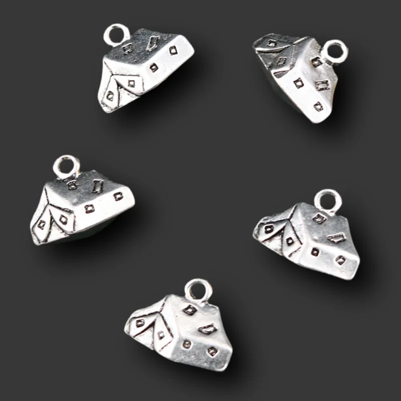 8pcs Silver Color Camping Style Tent Mountain Campfire Barbecue Pendants DIY Charm Jewelry Handmade Metal Accessories P570