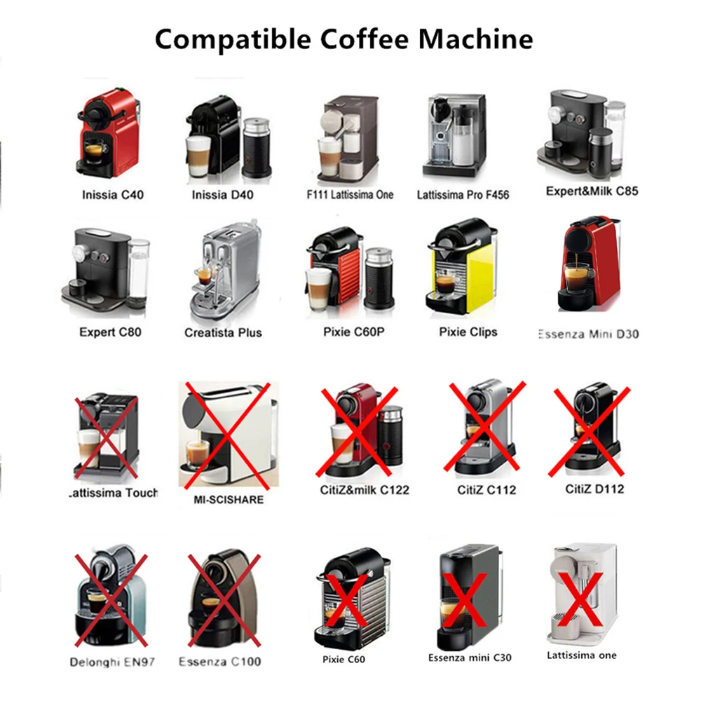 iCafilas For Nespresso Refillable Stainless Steel Coffee Filters Capsule Espresso Reusable Coffee Cup Pods With Tamper Spoon