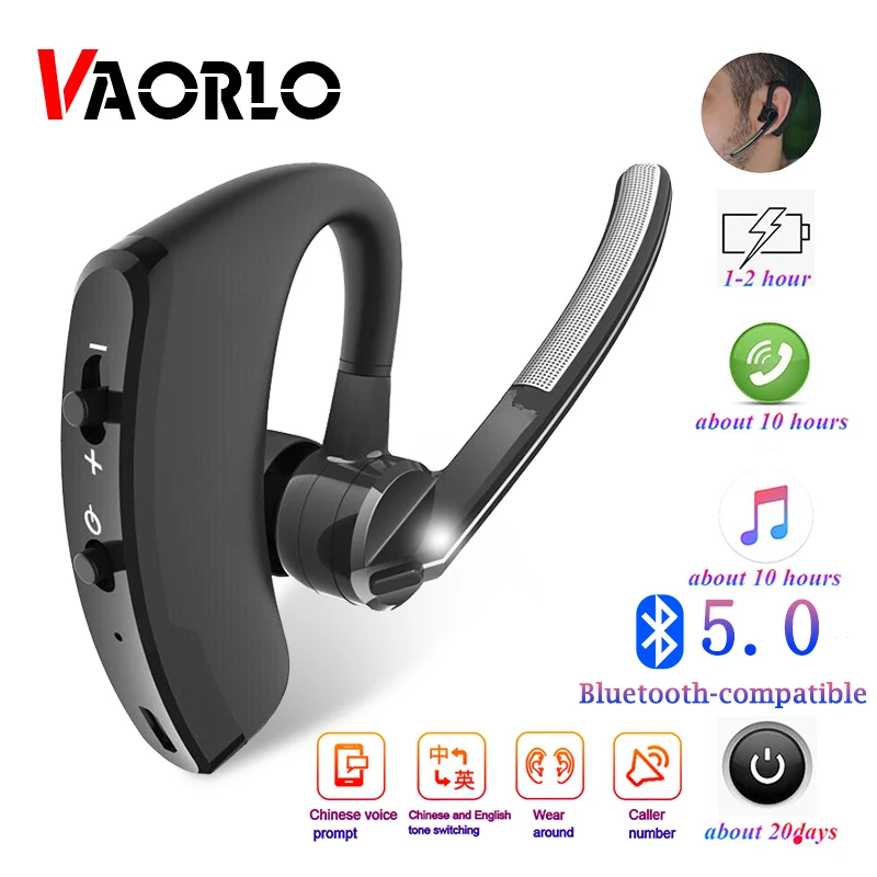 Vaorlo v8 & v9 pendurado fones de ouvido bluetooth 5.0 hands-free sem fio fones de ouvido estéreo à prova dwaterproof água esportes com microfone