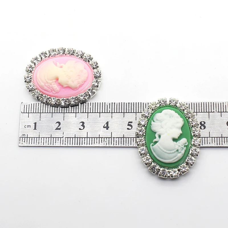 Resin Decoration 10Pcs / Lot 34 * 26MM Rhinestone Buttons, Handmade Decorative Accessories DIY Wedding Embellishment Buttons