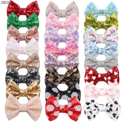 Glitter Sequin Hair Bow para mulheres e meninas, Chic Headband, DIY Acessórios para crianças, 4 