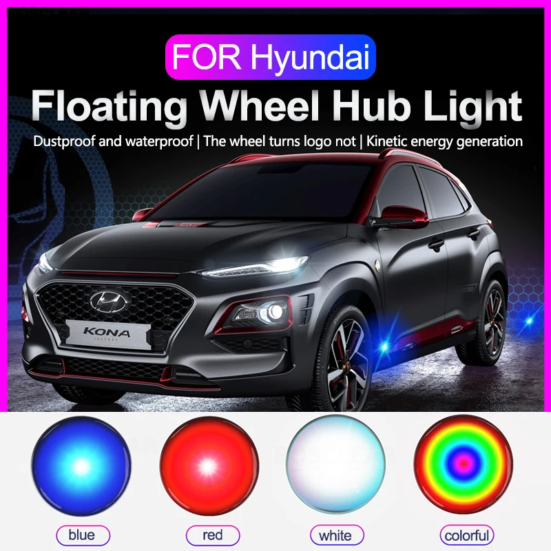 Car Emblem Wheel Center Hub Cap Lamp Auto Logo Rim Refit Badge Covers Light For Hyundai Sonata Elantra Tucson Creta I30 Ix35 I40