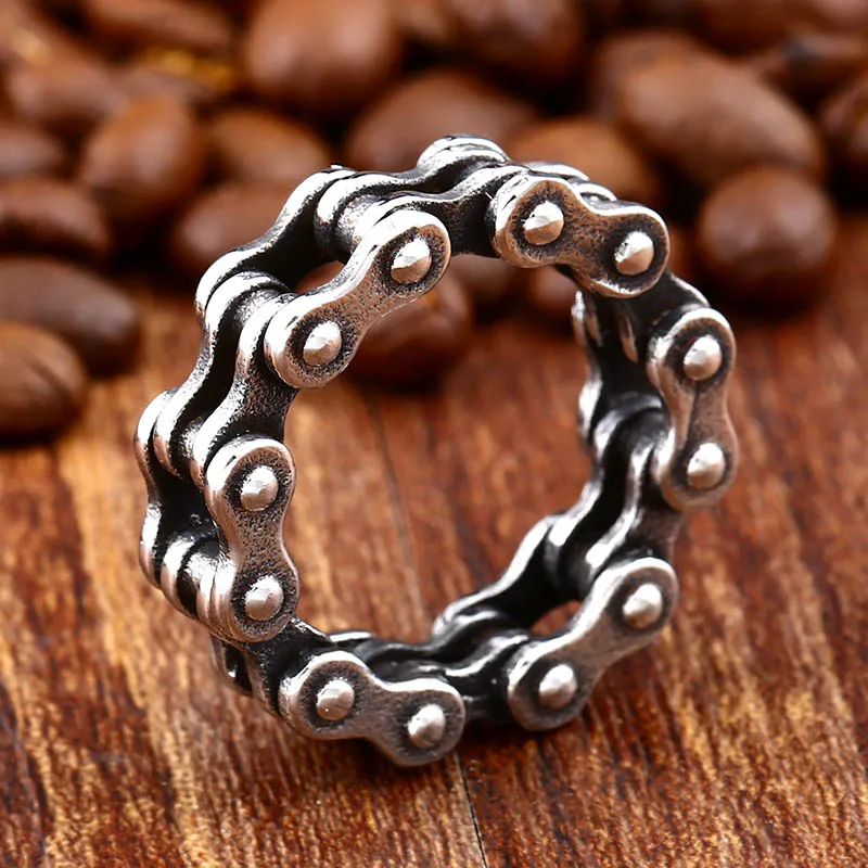 BEIER Stainless Steel Steel Link Motorcycle Chain Boy Rings Punk Rock Mens Biker Jewelry Love accessories Birthday Gifts BR8-514