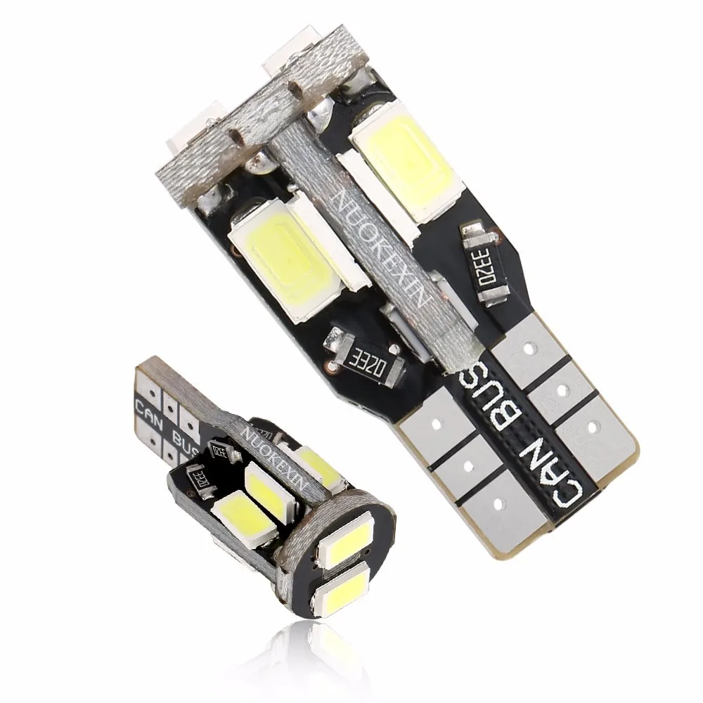 2PCS T10 W5W 194 168 5630 10 SMD LedCanbus Error Free  Interior Led Lights Bulbs White 6000K 300LM